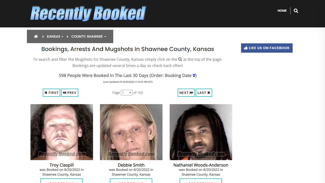 Bookings, Arrests and Mugshots in Shawnee County, Kansas - Recently Booked